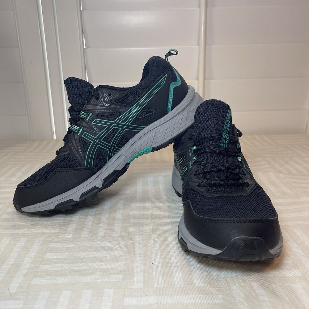 ASICS Women's Gel-Venture 8 Trail Running Shoes Black/Baltic Jewel 7.5 EXCELLENT